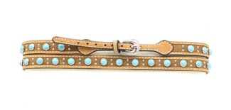 Leather w/Turquoise Studs Hat Band
