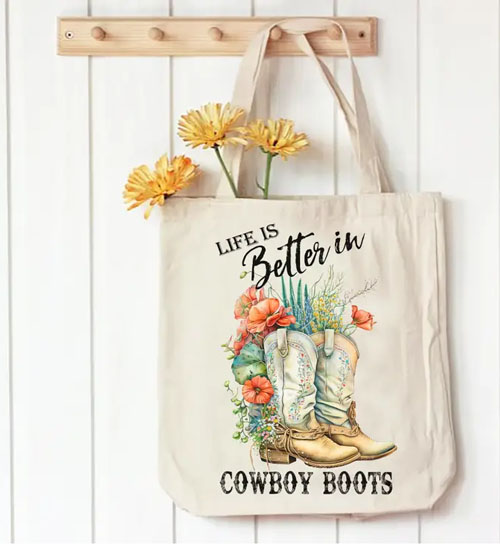 Cowboy Boot Tote Bag