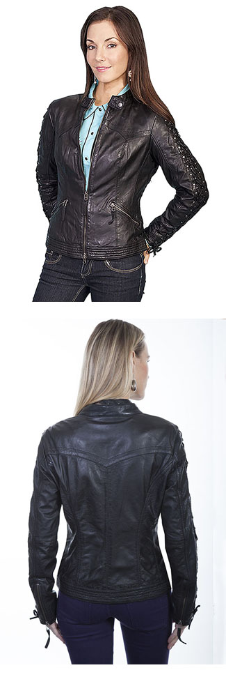 Laced Sleeved Leather Jacket