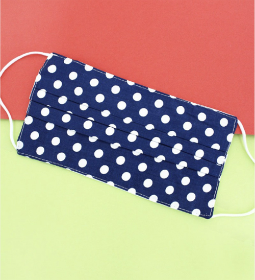 Two-Layer Pleated Fashion Face Mask  - Navy Dot 