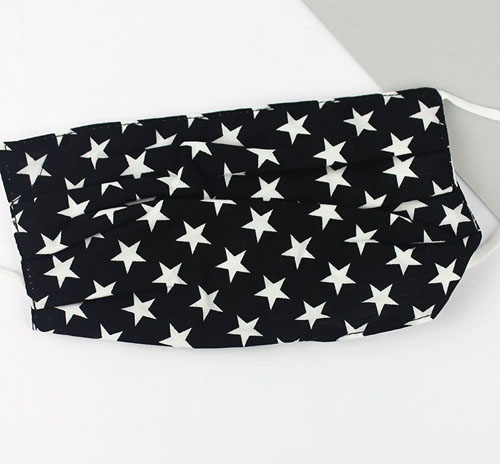 Two-Layer Pleated Fashion Face Mask -  Black/White Star