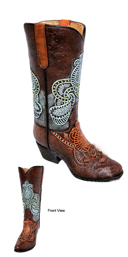 Tooled Boot Vase