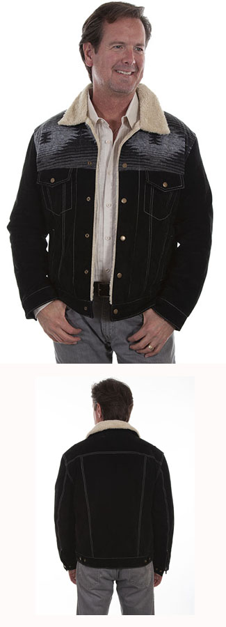 Men's Leather/ Knit Jean Jacket
