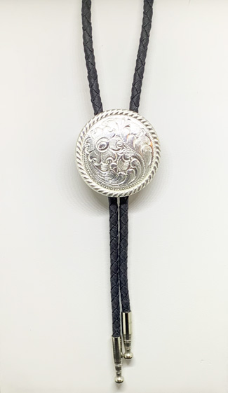 Round Engraved Bolo Tie