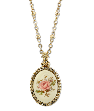 Floral Oval Pendent Necklace