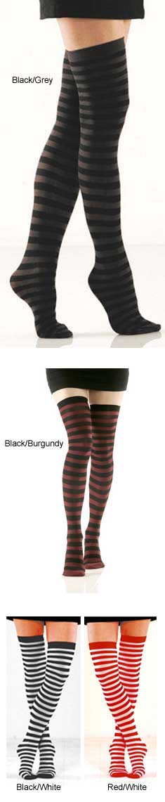 Stripe Opaque Thigh Highs (4 Colors)