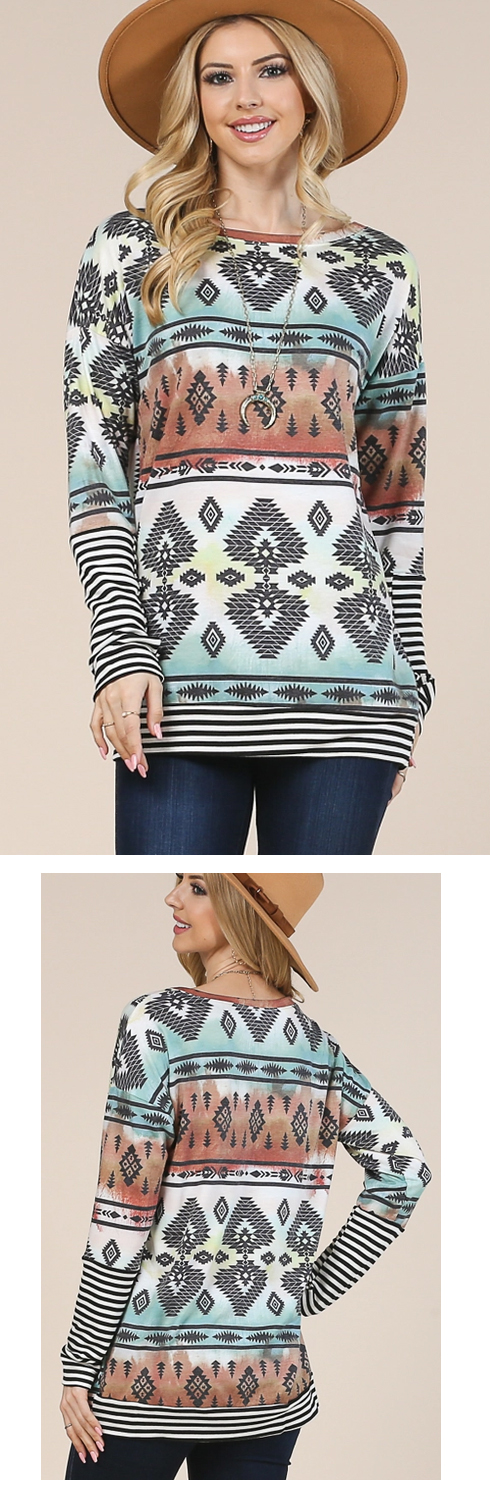 Aztec Print Long Sleeve