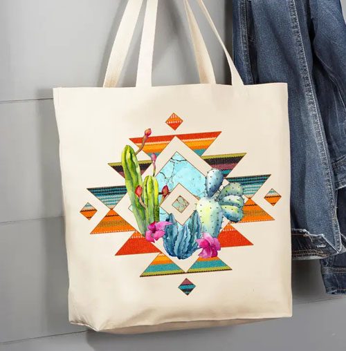 Aztec Cactus Tote Bag