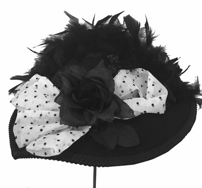 Large Brim Polka Dot Trim Hat