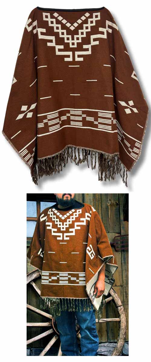 Western Poncho - Brown