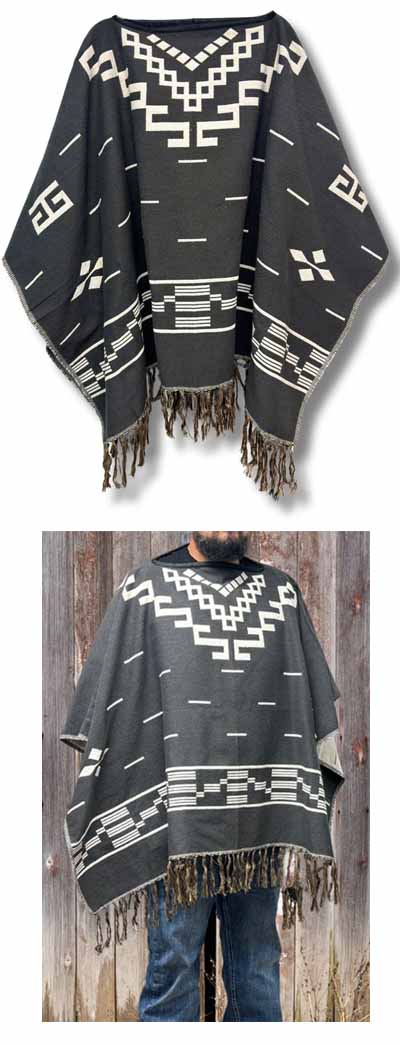 Western Poncho - Grey