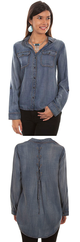 Hi-Lo Denim Blouse