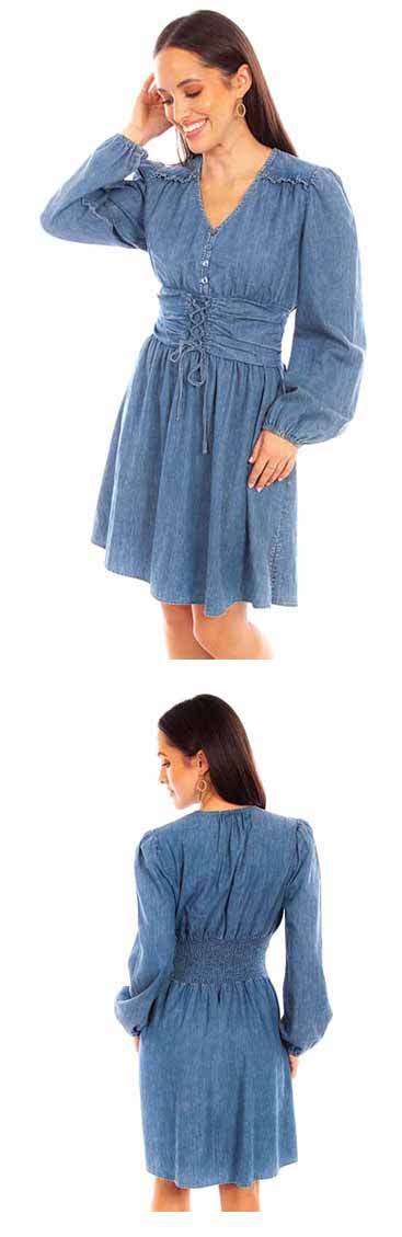 Scully Honey Creek Denim Peplum Dress | Wild West Mercantile