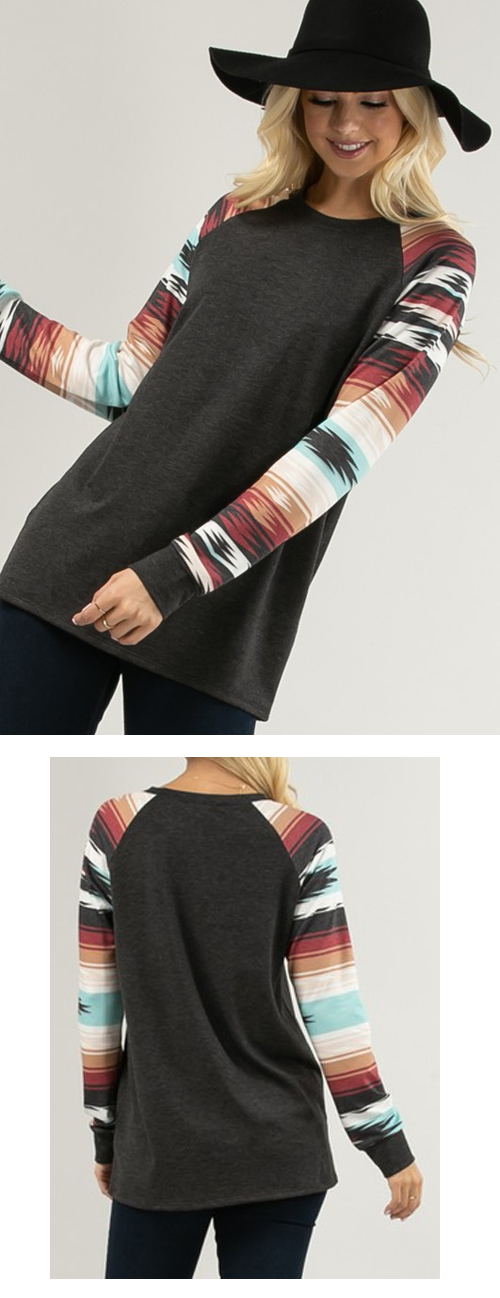 Aztec Print Raglan Top