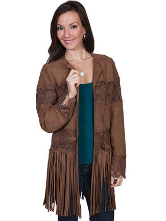Crocheted Lace Suede Jacket