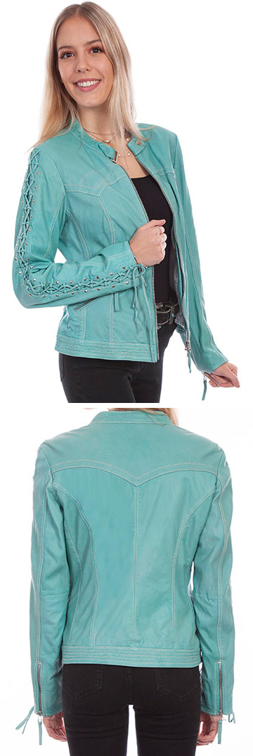 Laced Sleeved Leather Jacket