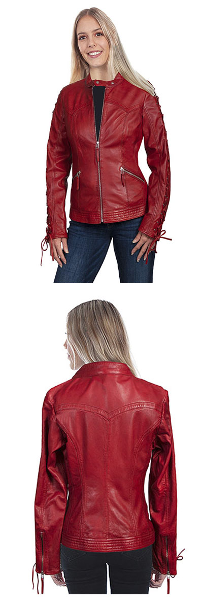Laced Sleeved Leather Jacket