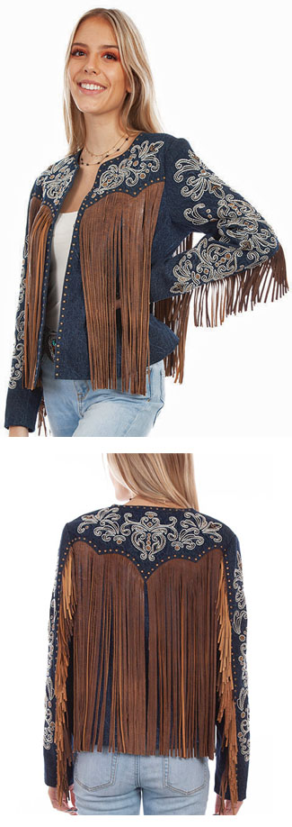 Ladies Embroidered and Beaded fringe jacket