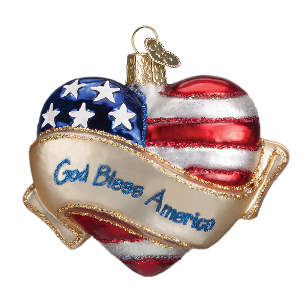 God Bless America Heart Ornament