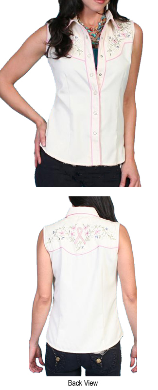 Sleeveless Pink Ribbon Shirt