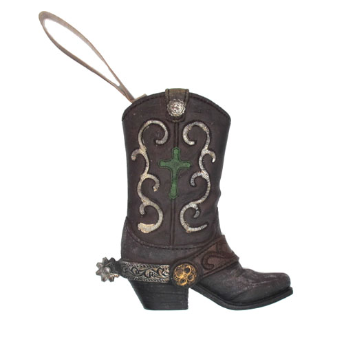 Boot Ornament - Green Cross