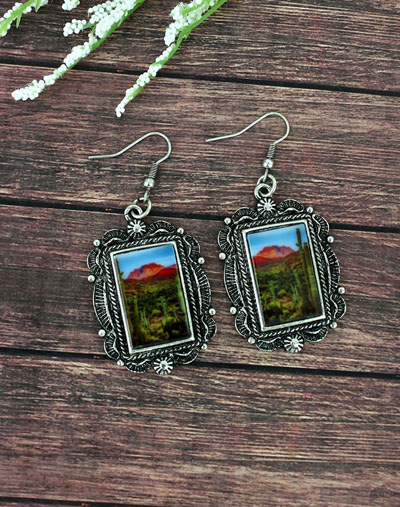 Framed Southwest Scene Earrings