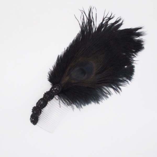 Feather & Jewel Hair Comb