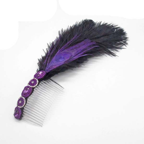 Feather & Jewel Hair Comb