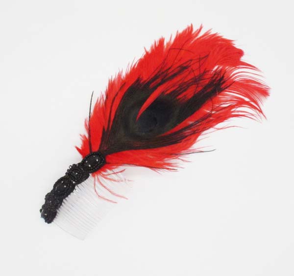 Feather & Jewel Hair Comb