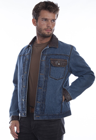 [Scully Contemporary Westerns Denim Jacket w/Leather Trim]