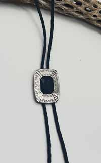 [Double S Black Stonel Bolo Tie]