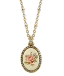 [1928 Jewelry® Floral Oval Pendent Necklace]