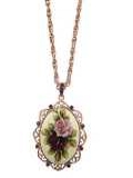 [1928 Jewelry Amy Flower Oval Pendant Necklace]