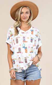 [Limited Edition - Avery Apparel Co. Boot Print Boxy Top]
