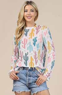 [Limited Edition - Avery Apparel Co. Cactus Print Mesh Top]