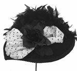 [ Large Brim Polka Dot Trim Hat]