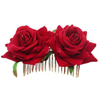 [ Red Rose Hair Comb]