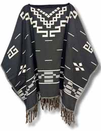 [EL Paso Saddleblanket Western Poncho - Grey]