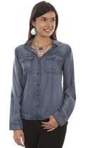 [Scully Honey Creek Hi-Lo Denim Blouse]