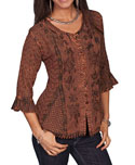 [Scully Honey Creek Ladies 3/4 Sleeve Blouse]