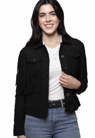 [Scully Honey Creek  (XS-4X) Fringe Jean Jacket]