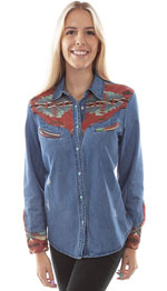 [Scully Honey Creek Southwest Denim Blouse]