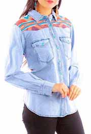 [Scully Honey Creek Aztec Denim Blouse]