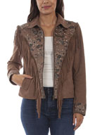 [Scully  Ladies Suede Embroidered Fringe Coat]