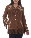 [Scully  Ladies Fringe & Embroidered Jacket]