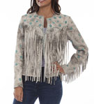 [Scully  Ladies Lamb Suede Embroidered Fringe Jacket]