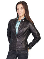 [Scully Laced Sleeved Leather Jacket]