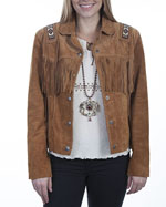 [Scully  Ladies Bead Trim Leather Jacket]