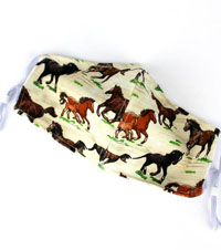 [Limited Edition  Two-Layer Fashion Face Mask  -  Black/Tan Wild Horses]