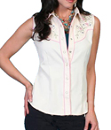 [Scully Westerns Sleeveless Pink Ribbon Shirt]